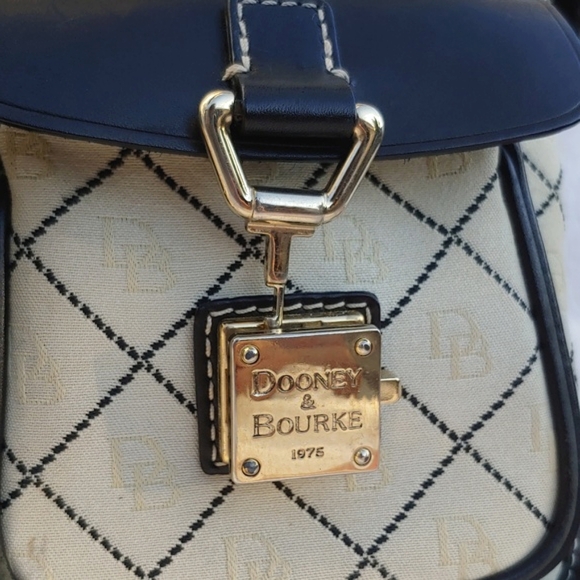 Dooney & Bourke Classic Cream Signature Canvas and Black Leather Baguette Bag - Picture 11 of 17